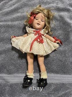 11 Composition Shirley Temple Doll With Original Red And White Dress