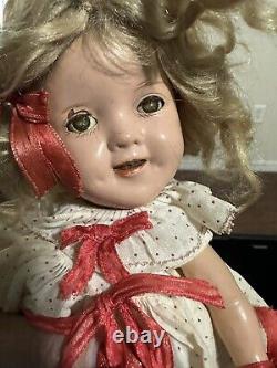 11 Composition Shirley Temple Doll With Original Red And White Dress