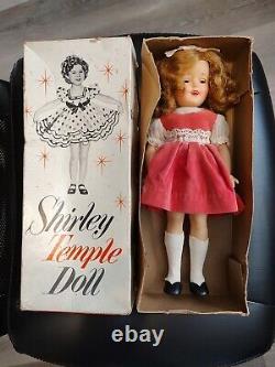 12 Vinyl Shirley Temple Doll 1950's Rare Pink Velvet Dress, slip TAGGED MIB