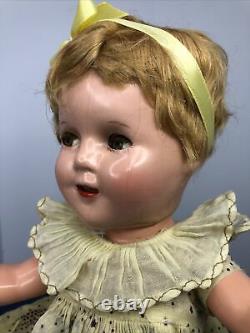 13 Antique Ideal Shirley Temple Flirty Eyes Compo Original Dress, Wig As Is #Mi