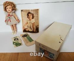 13 Ideal 1930's Shirley Temple Composition Doll Orig. Box & Pin & Photo Curlers