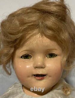 18 1/2 Shirley Temple Unmarked Doll Original Clothes Blue Dress