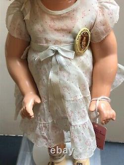 18 Antique Ideal Compo Shirley Temple Doll 1936 FAO Schwartz Floral Dress Pin S