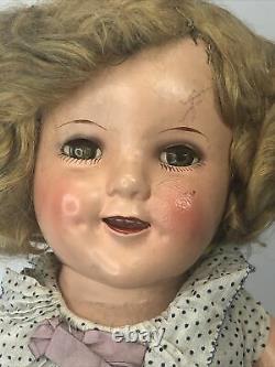 18 Antique Ideal Compo Shirley Temple Doll Original With Pin Polka dot Dress #CO