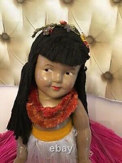 18 Ultra Rare Shirley Temple Ideal Marama Hawaiian Htf Blk Composition Doll +