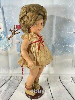 1930 Ideal Shirley Temple Composition Doll 18 Original Dress/Wig/Shoes witht Pin