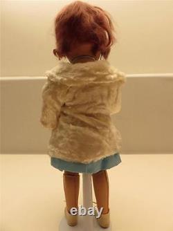 1930's IDEAL 19 COMPOSITION DOLL Vogue Ginny/Shirley TempleWhite Fur Coat&Hat