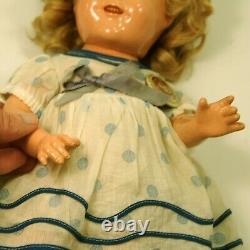 1930's IDEAL SHIRLEY TEMPLE 16 COMPOSITION DOLL WITH ORIGINAL DRESS & SHOES