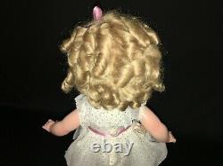 1930's Ideal 16 Shirley Temple Composition Doll In Blue Polkadot Dress