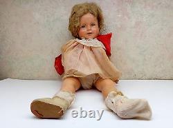 1930's Vintage 18 Shirley Temple Composition Doll Pink Dress Red Scarf