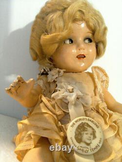 1930s 13 Compo Ideal Shirley Temple Flirty Eye Makeup Doll RARE Pink BTAB Costu
