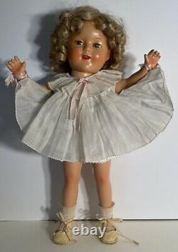 1930s Ideal Composition Shirley Temple 16 Doll Restored with Orig Pleated Dress