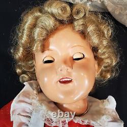 1930s Shirley Temple Composition Doll 22 in red and white dress nice condition