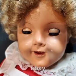1930s Shirley Temple Composition Doll 22 in red and white dress nice condition