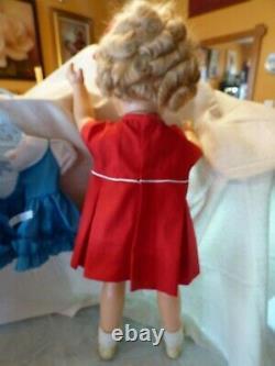 1930s Shirley Temple Doll Ideal 25 Bluebird & Scottie Dresses Orig Wig