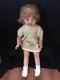 1930s Vintage Shirley Temple Doll With Knit Dress, Booties, Cap & Scarf Damaged