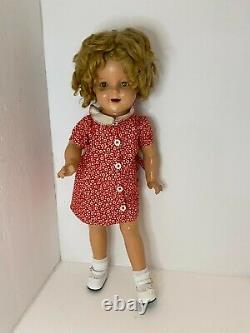 1930s Vintage Ideal 22 Shirley Temple Composition Doll Red Dress (LL3)