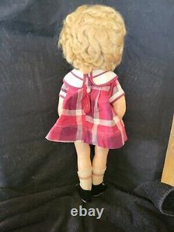 1934 Ideal Composition Shirley Temple Sailor Doll in Bright Eyes Dress w Pin