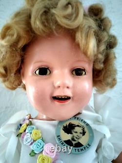 1934 SHIRLEY TEMPLE COMPOSITION DOLL & SLEEP EYES Large size 22 inches