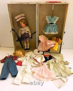 1950's IDEAL SHIRLEY TEMPLE 12 VINYL DOLL IN METAL TRUNK TAGGED OUTFITS & MORE