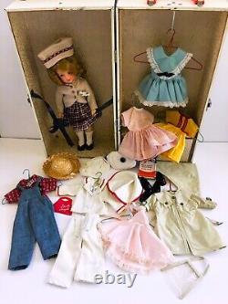 1950's IDEAL SHIRLEY TEMPLE 12 VINYL DOLL IN METAL TRUNK TAGGED OUTFITS & MORE