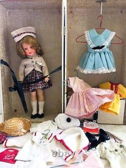 1950's IDEAL SHIRLEY TEMPLE 12 VINYL DOLL IN METAL TRUNK TAGGED OUTFITS & MORE