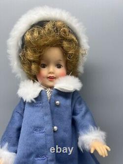 1950's Vintage Ideal Shirley Temple Doll ST-12 Blue Coat Fur Trim Hat 12 IN Doll
