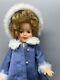 1950's Vintage Ideal Shirley Temple Doll St-12 Blue Coat Fur Trim Hat 12 In Doll