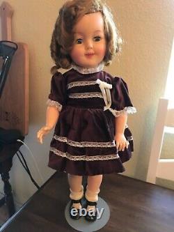 1950s Ideal ST-19-1 Shirley Temple Doll Wearing Plaid 2 Piece With Original Pin