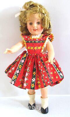 1950s SHIRLEY TEMPLE DOLL ST 12 Model Original RED FLORAL DRESS- Smiling Teeth