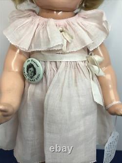 20.5 Antique Ideal Compo Shirley Temple Original Pink Dress Pin Blonde Curls CO