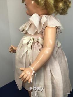 20.5 Antique Ideal Compo Shirley Temple Original Pink Dress Pin Blonde Curls CO