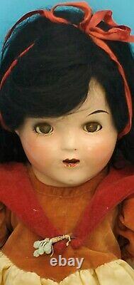 ANTIQUE 1930s WALT DISNEY 18 inch SNOW WHITE COMPOSITION SHIRLEY TEMPLE DOLL