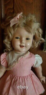 ANTIQUE COMPOSITION IDEAL SHIRLEY TEMPLE DOLL orig wig 18.5 orig shoes socks