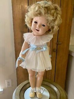 ANTIQUE Ideal 25 Big Beautiful SHIRLEY TEMPLE DOLL withOriginal Outfit & Pin