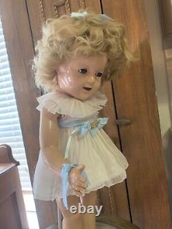 ANTIQUE Ideal 25 Big Beautiful SHIRLEY TEMPLE DOLL withOriginal Outfit & Pin