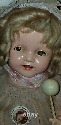 Antique Flirty Eye 15 Composition Ideal Baby Shirley Temple Doll