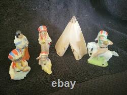Antique Germany German Bisque Indian Doll Set with Tent Horse
