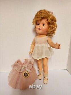 Antique Ideal Shirley Temple Doll Composition 13 Original Dress Tag Pin 1930s