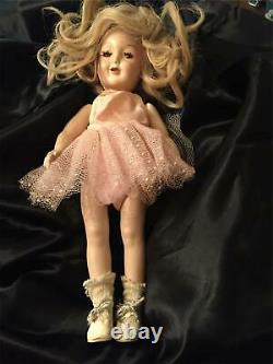 Antique Porcelain Doll Real Hair Wig Handmade Shirley Temple Vtg Repair