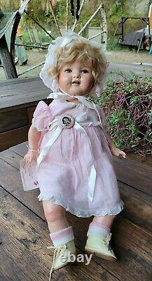Antique Shirley Temple BABY Doll Flirty Eyes Composition & Cloth IDEAL 1930's