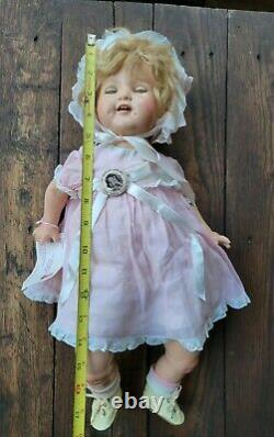 Antique Shirley Temple BABY Doll Flirty Eyes Composition & Cloth IDEAL 1930's