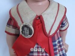 Antique Shirley Temple IDEAL Doll 1930's with Original Clothes and Button 18