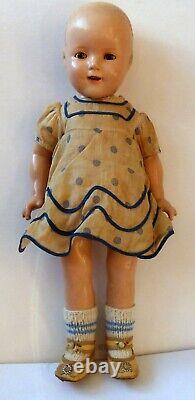 Antique Shirley Temple Tag in Head Ideal Composition 18 Doll w Blue Dress P2101