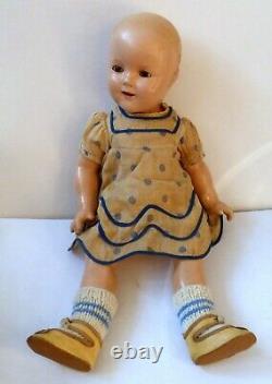 Antique Shirley Temple Tag in Head Ideal Composition 18 Doll w Blue Dress P2101