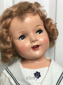 Antique Vintage 29 Shirley Temple Type Doll Flirty Eyes Cloth Body No Markings