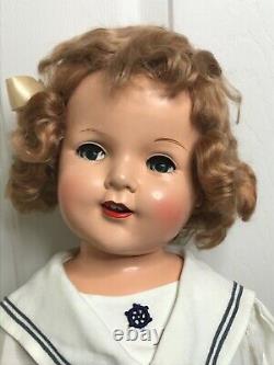 Antique Vintage 29 Shirley Temple Type Doll Flirty Eyes Cloth Body No Markings