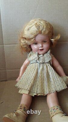 Antique shirley temple composition doll 13 Inch Signed Shirley Temple On Back