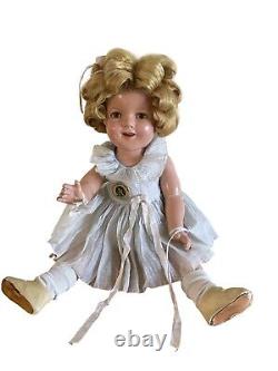 Authentic Vintage 1930s 18 Shirley Temple Composition Doll, 1930s Outfit, Pin