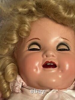 Beautiful 16 Ideal Shirley Temple 1930's Compo Baby Doll Orig Dress Flirty Eyes